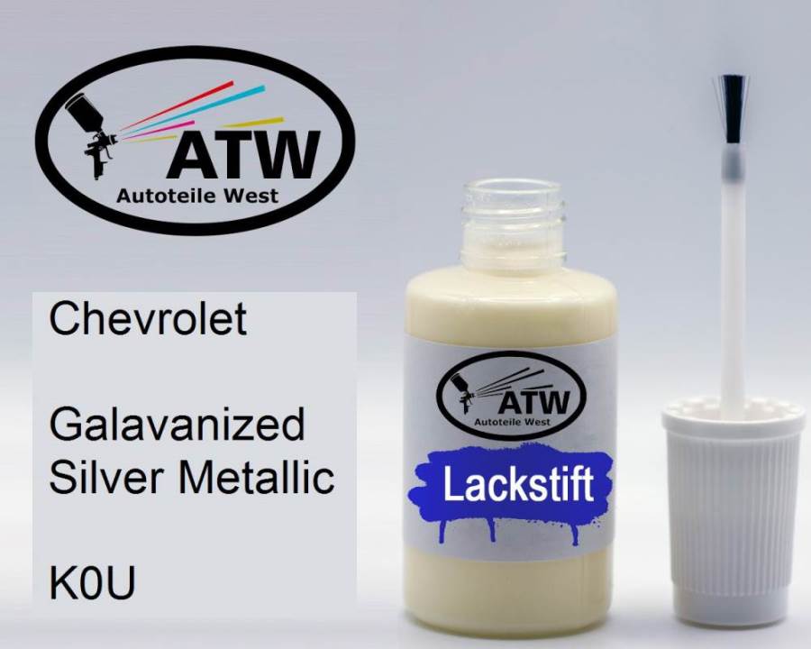 Chevrolet, Galavanized Silver Metallic, K0U: 20ml Lackstift, von ATW Autoteile West.